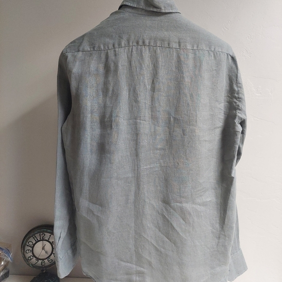 Doppelganger Roma Gray Shirt XL 100% Linen‎ Button Down Dress Up  Lightweight - Picture 2 of 7
